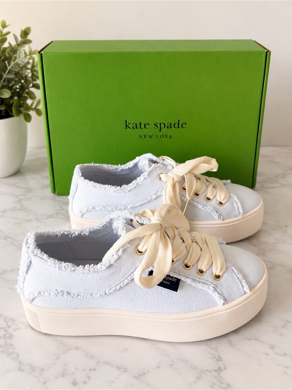 Kate Spade Canvas Platform Sneakers with Cream Laces